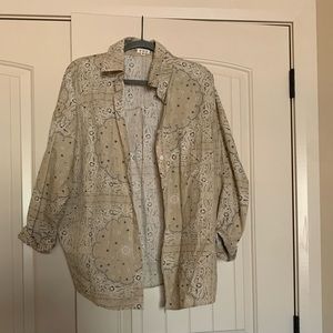 POL beige paisley button down shirt, size M, never worn